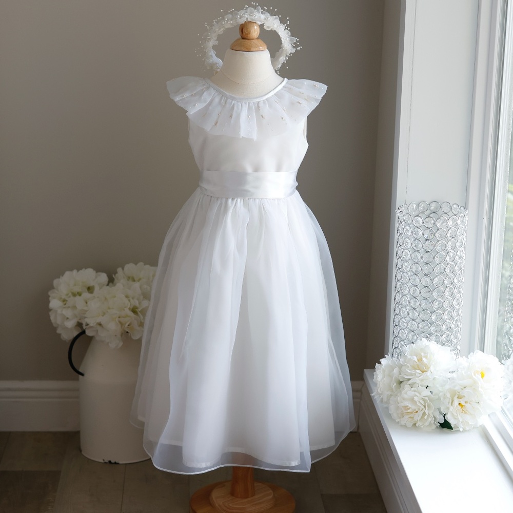 Strasburg Dress Heirloom White Organza Flower Girl Special Occasion UNIQUE